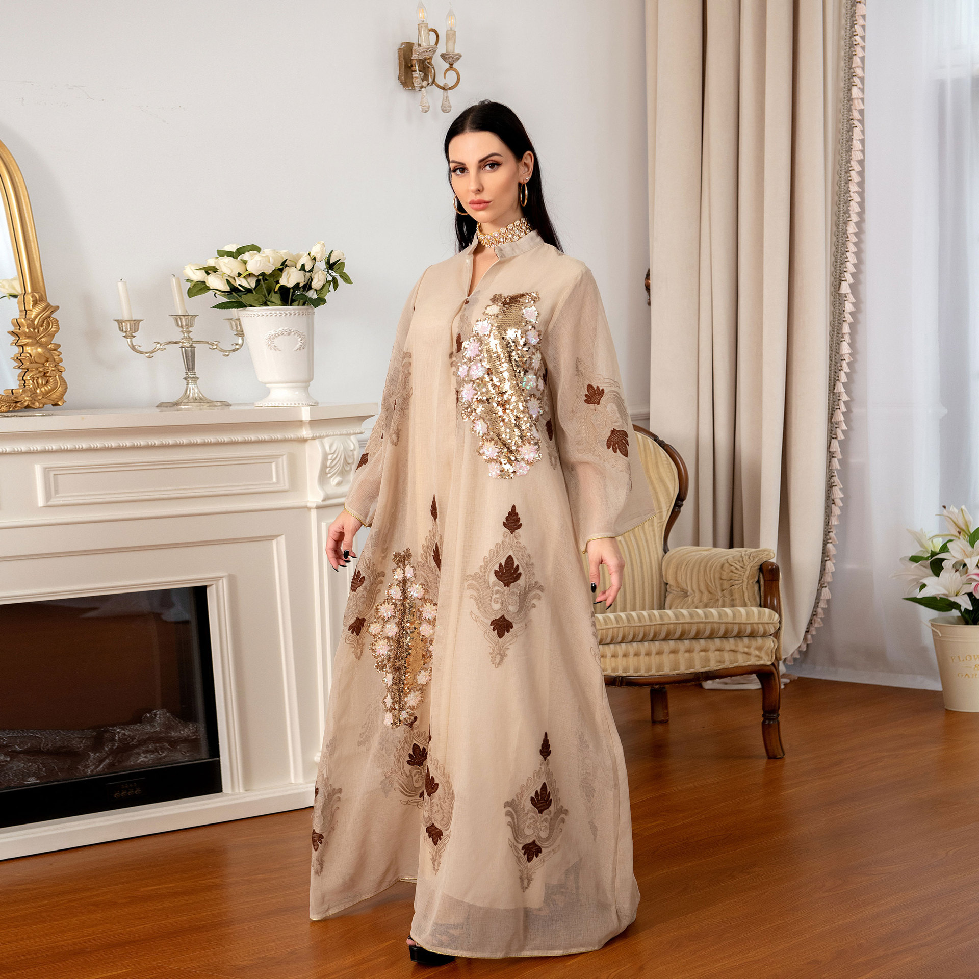 Jalabiya Beaded embroidery  dress
