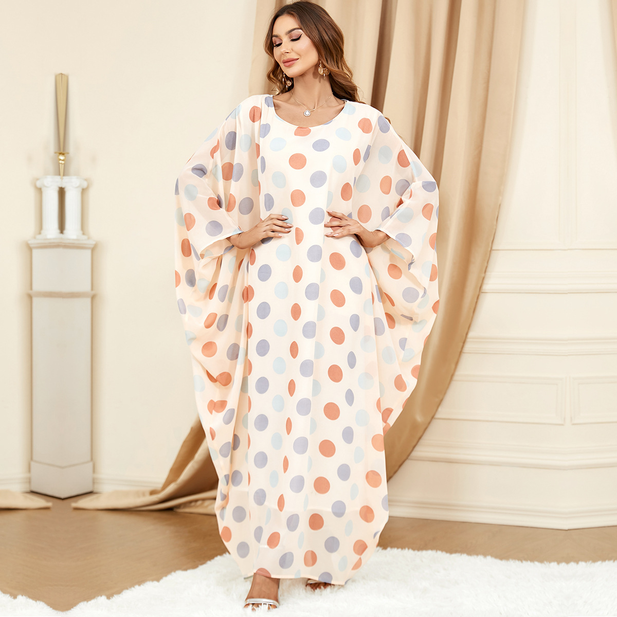 Jalabiya Wave point Printing Elegant Dress 