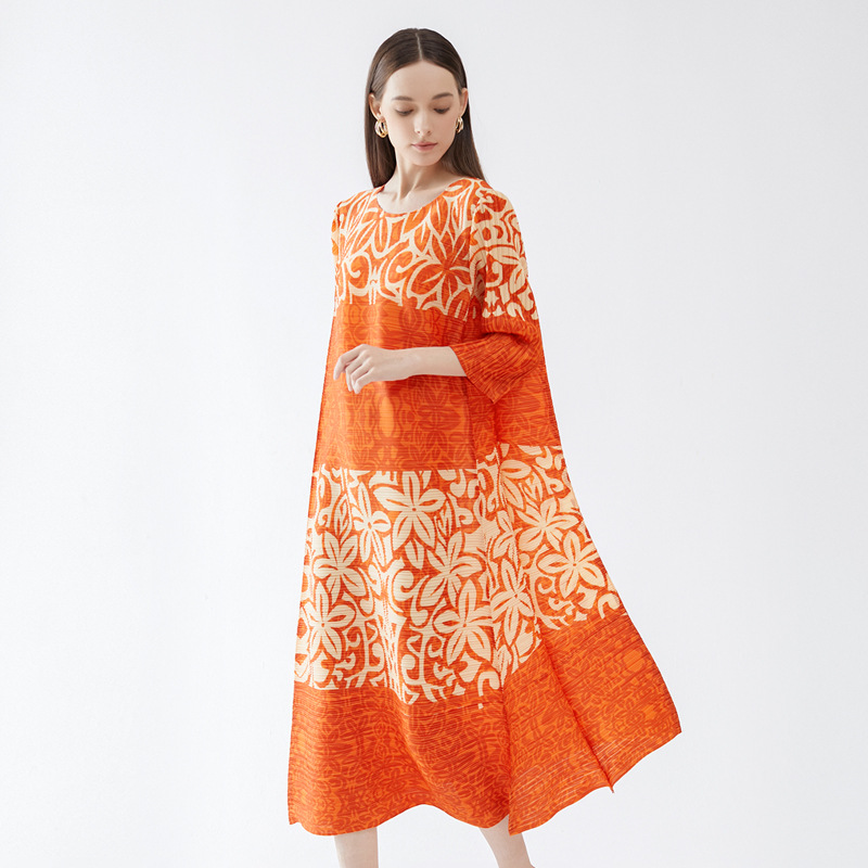 Ladies Fashion Printing Pleated Design Sense Dress