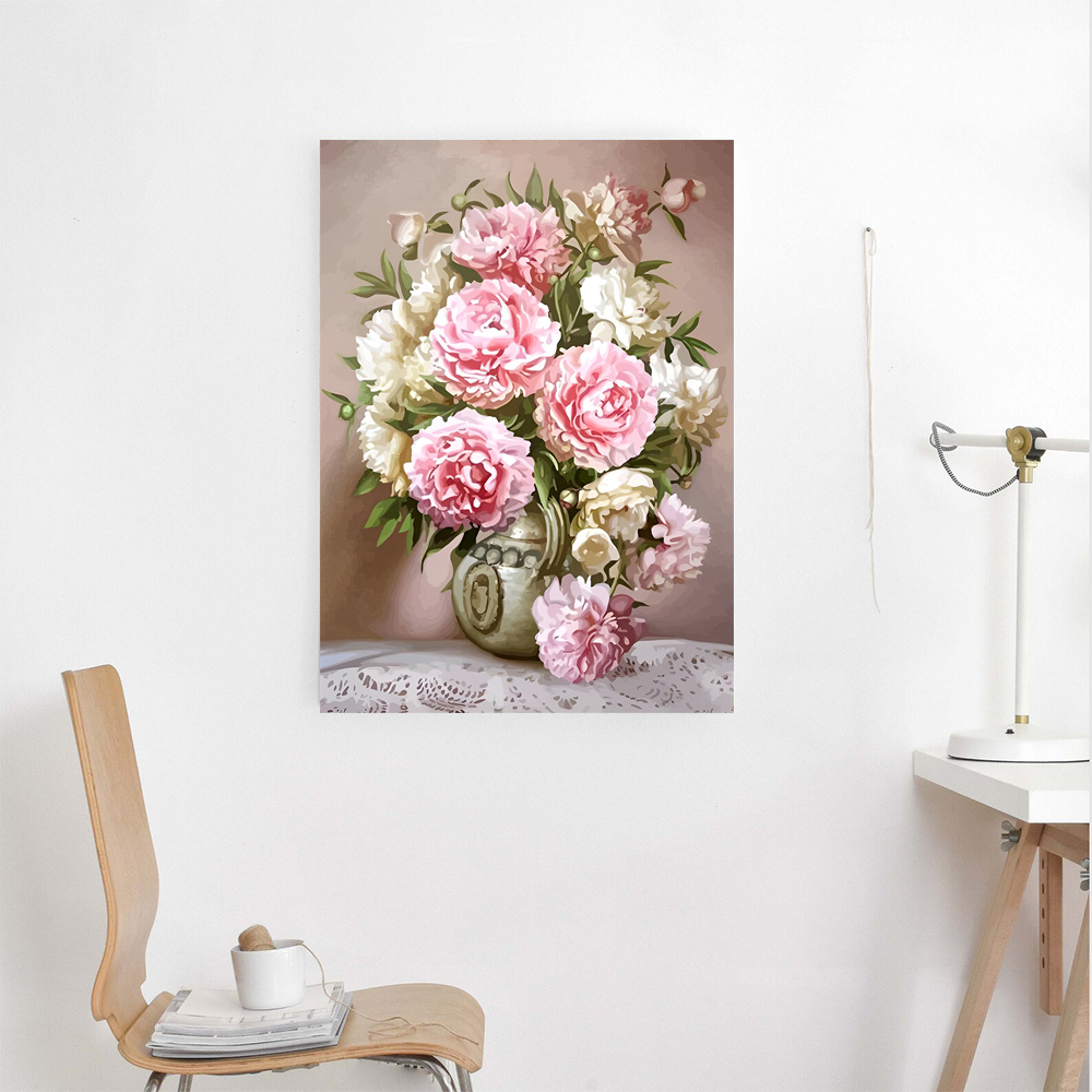 Painting by numbers Pink Flowers High Quality For Coffee Corner