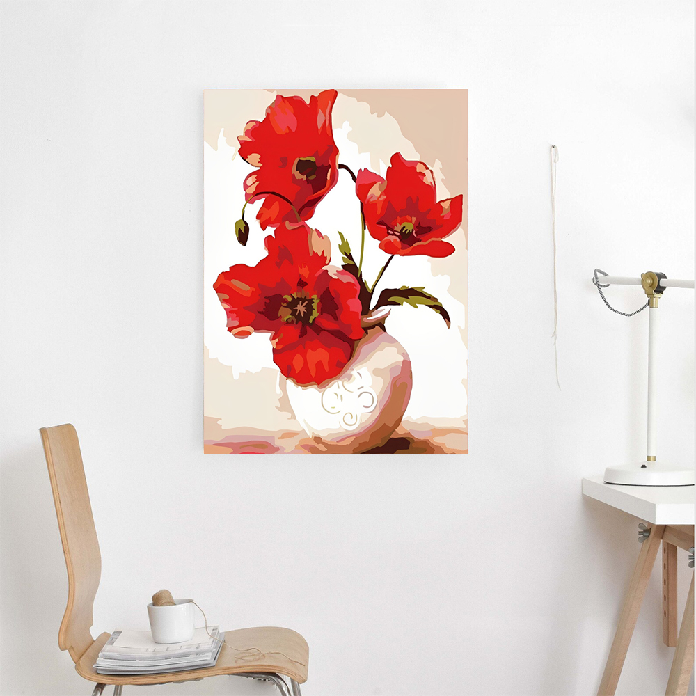 Painting by numbers Drawing on canvas Red Flower painting