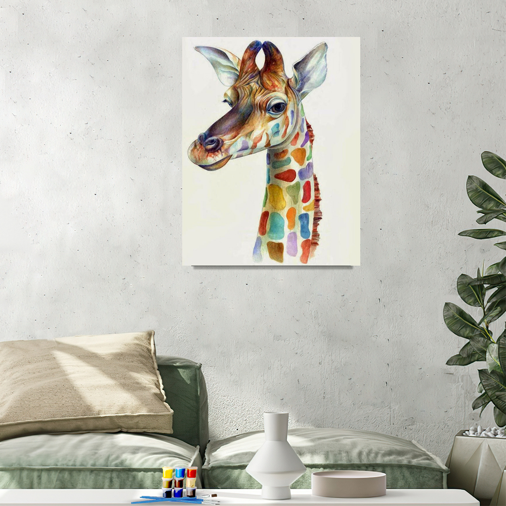 Painting by numbers color giraffe bedroom decoration