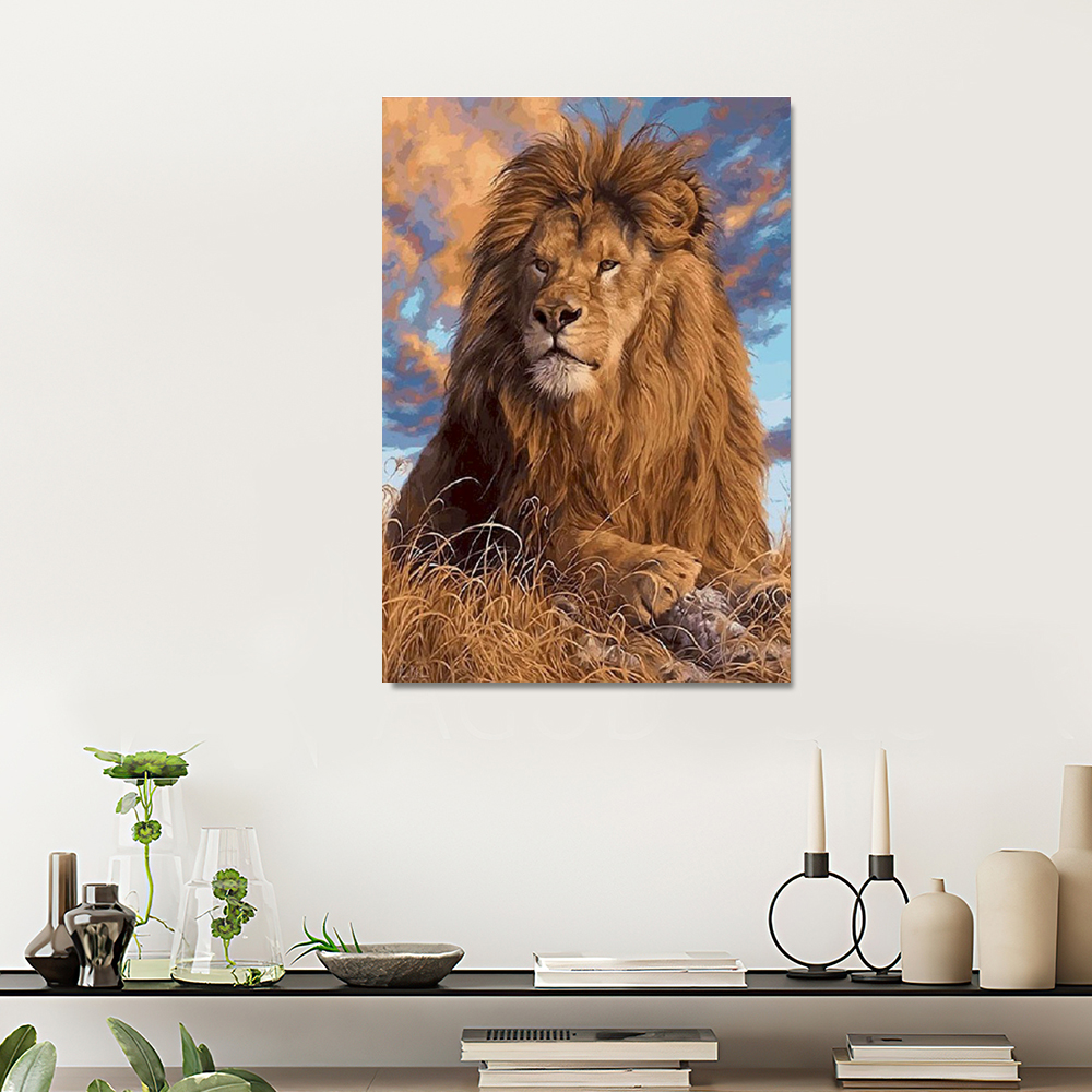 Painting by numbers silent lion home art decor