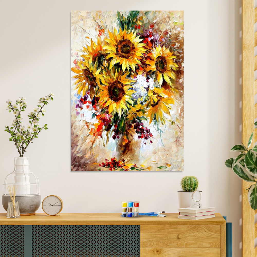 Painting by numbers home art sunflower painting