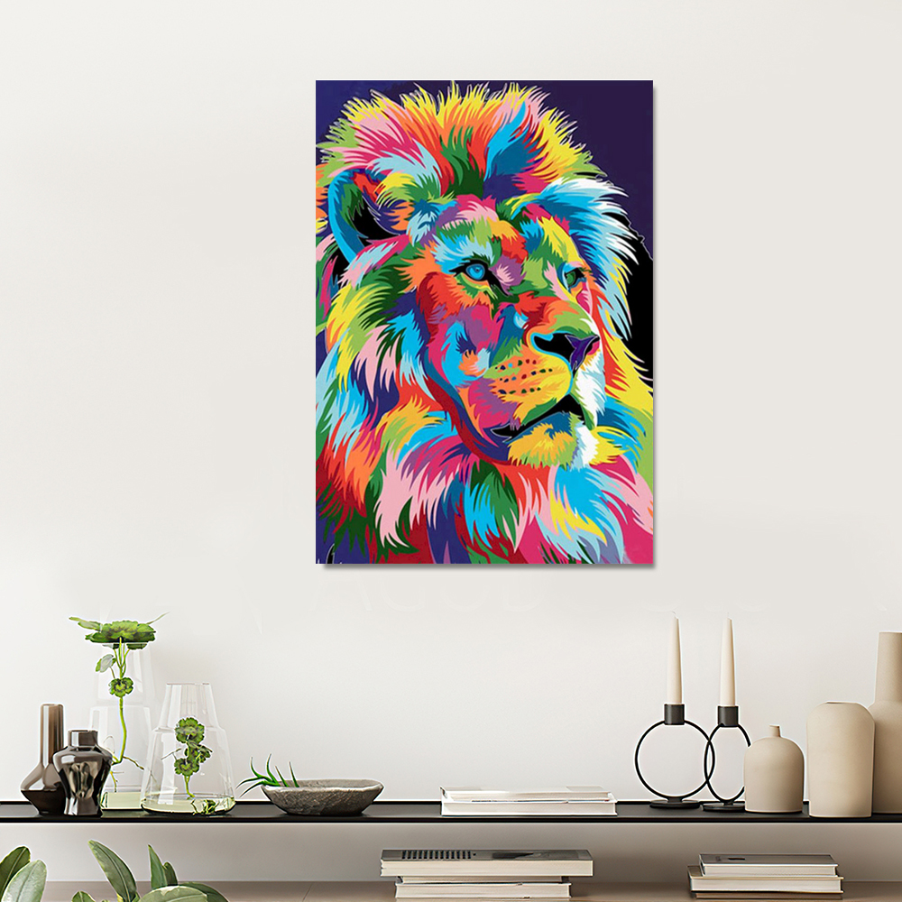 Painting by numbers colorful lion decoration for living room