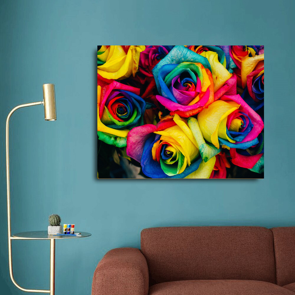 Painting by numbers colorful rose diy painting