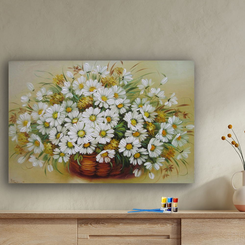 Painting by numbers flowers Oil painting style diy painting