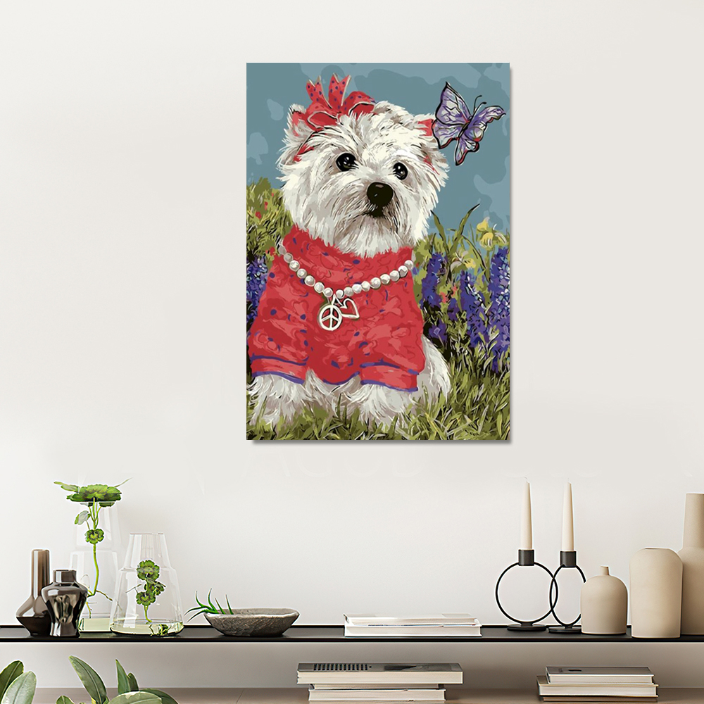 Painting by numbers cute dog painting art gift