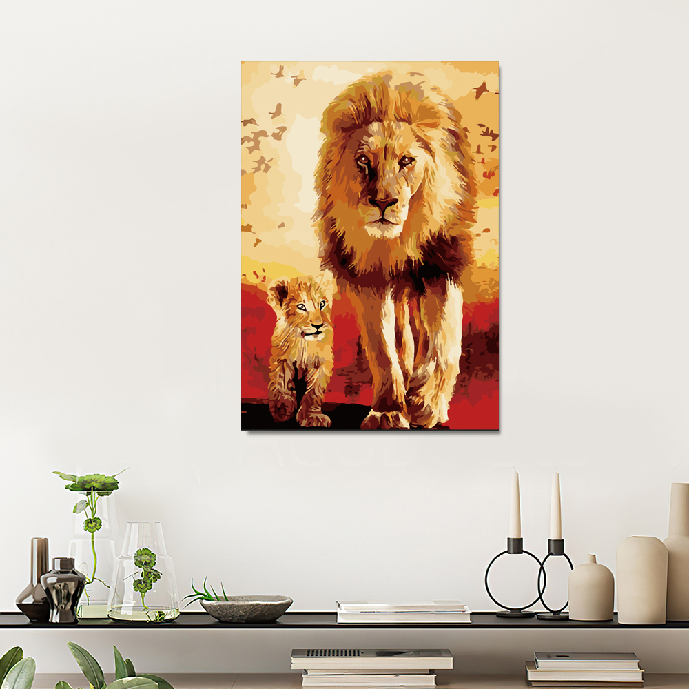 Painting by numbers Lions diy painting decoration