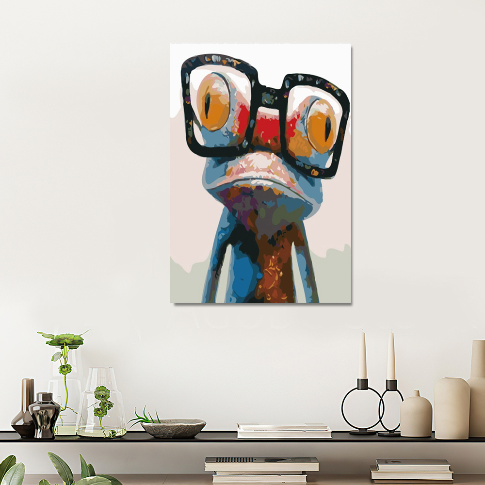 Painting by numbers spectacled frog painting home decoration