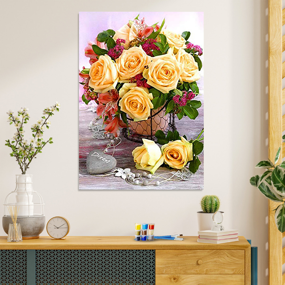 Painting by numbers Yellow Rose painting decoration