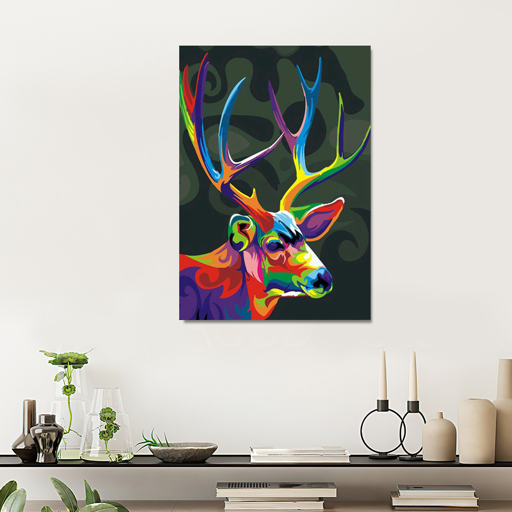 Painting by numbers decoration for coffee corner colorful elk