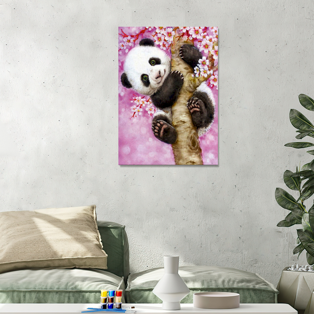 Painting by numbers home decoration panda hug tree painting