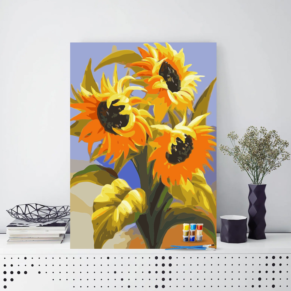 Painting by numbers sunflower ornament 24colors diy decor