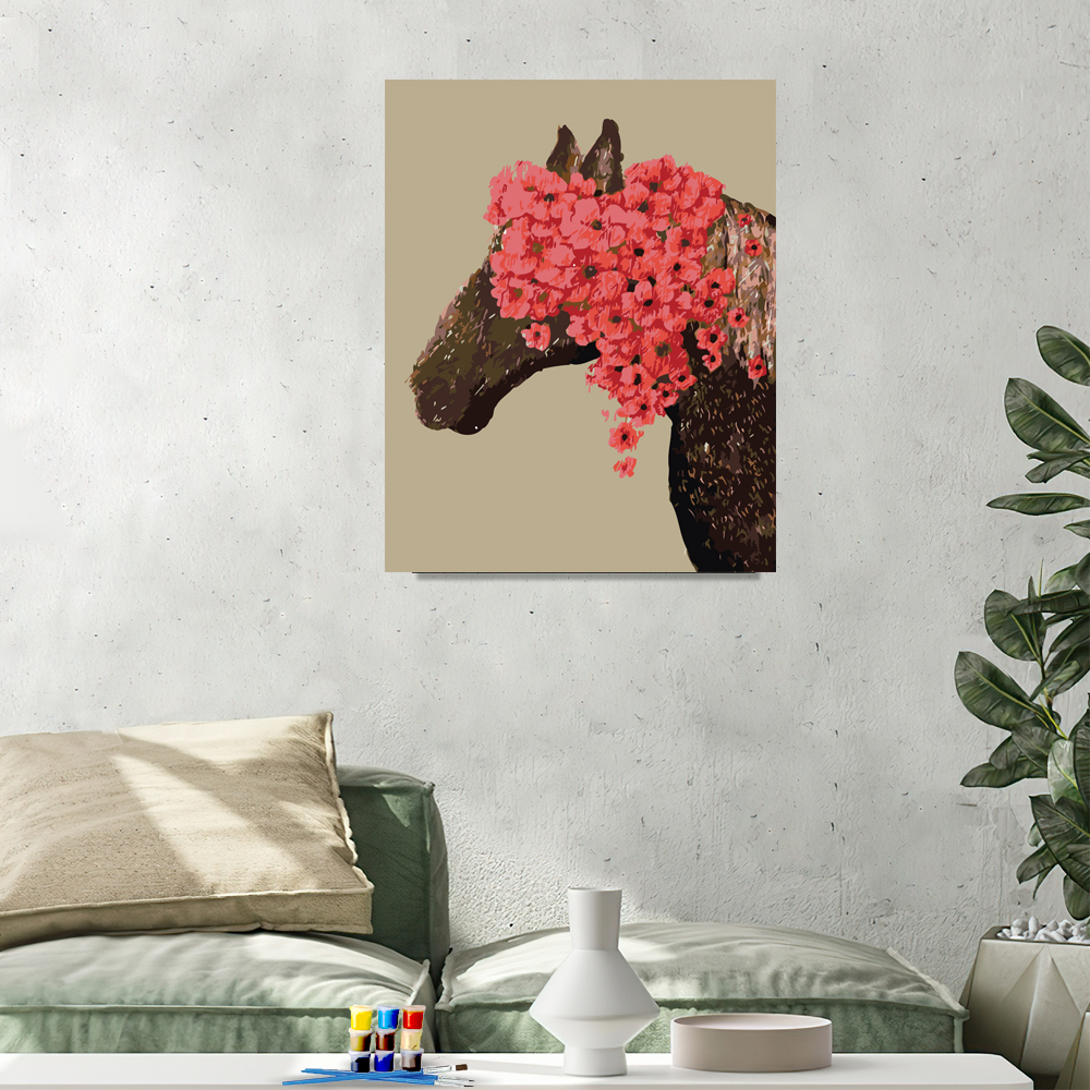 Painting by numbers flower horse painting 24 colors decor