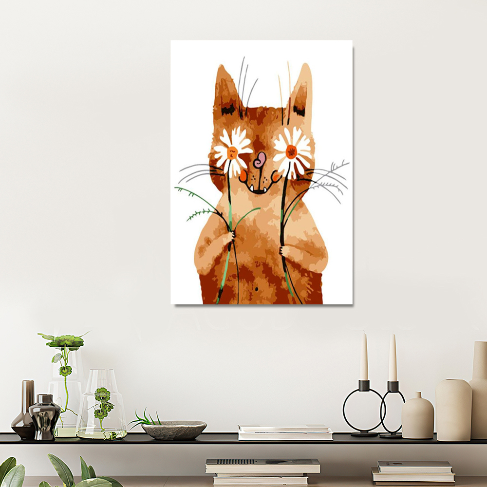 Painting by numbers funny flower cat painting decor