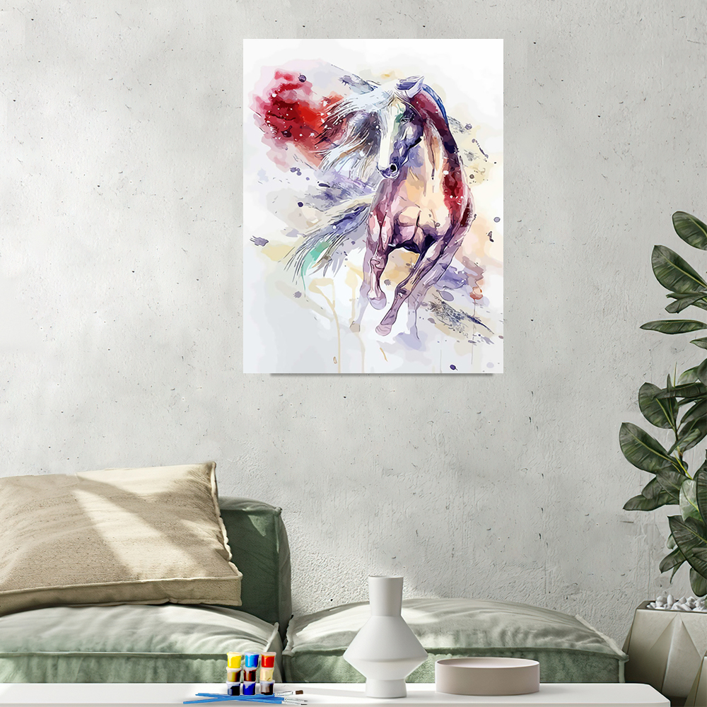 Painting by numbers 24 colors oil painting colorful horse 