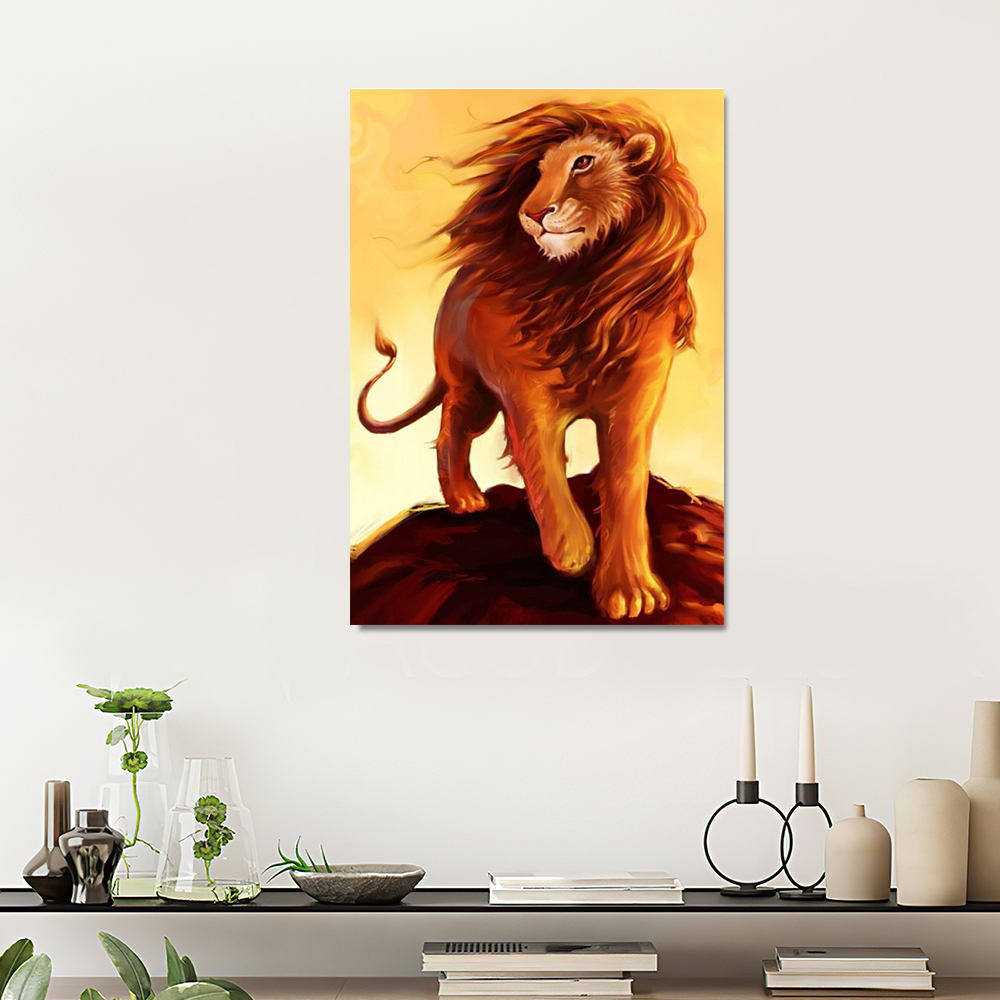 Painting by numbers diy oil painting lion home art