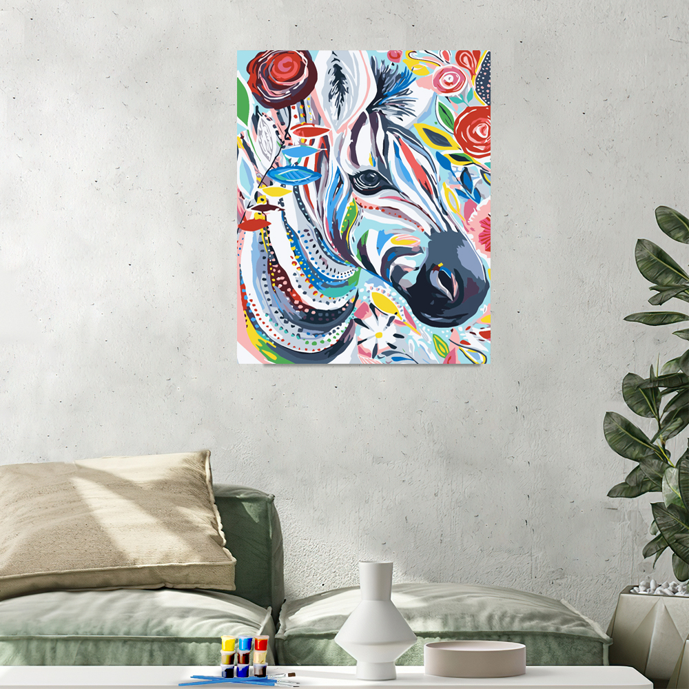 Painting by numbers 24 colors flower horse painting decor