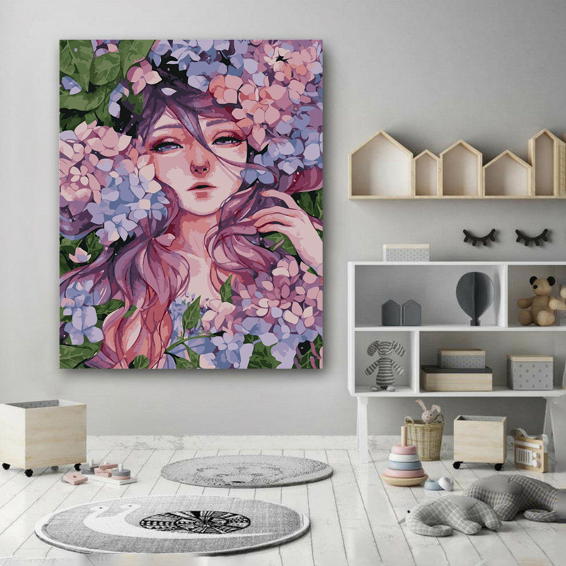 Painting by numbers flower beautiful woman painting art decor