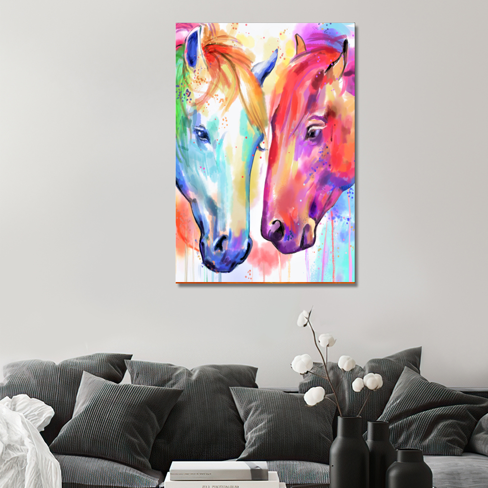 Painting by numbers home decor two horse painting