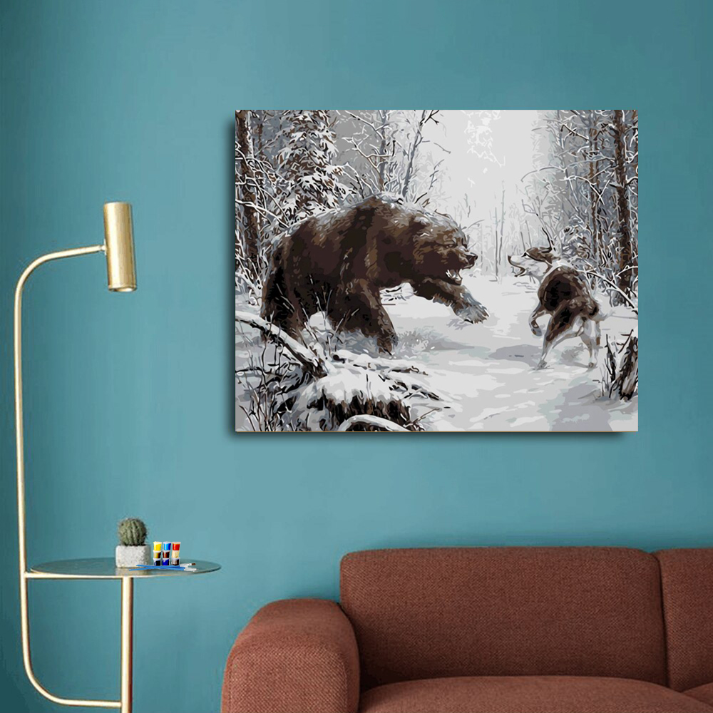 Painting by numbers fighting animal painting for decor