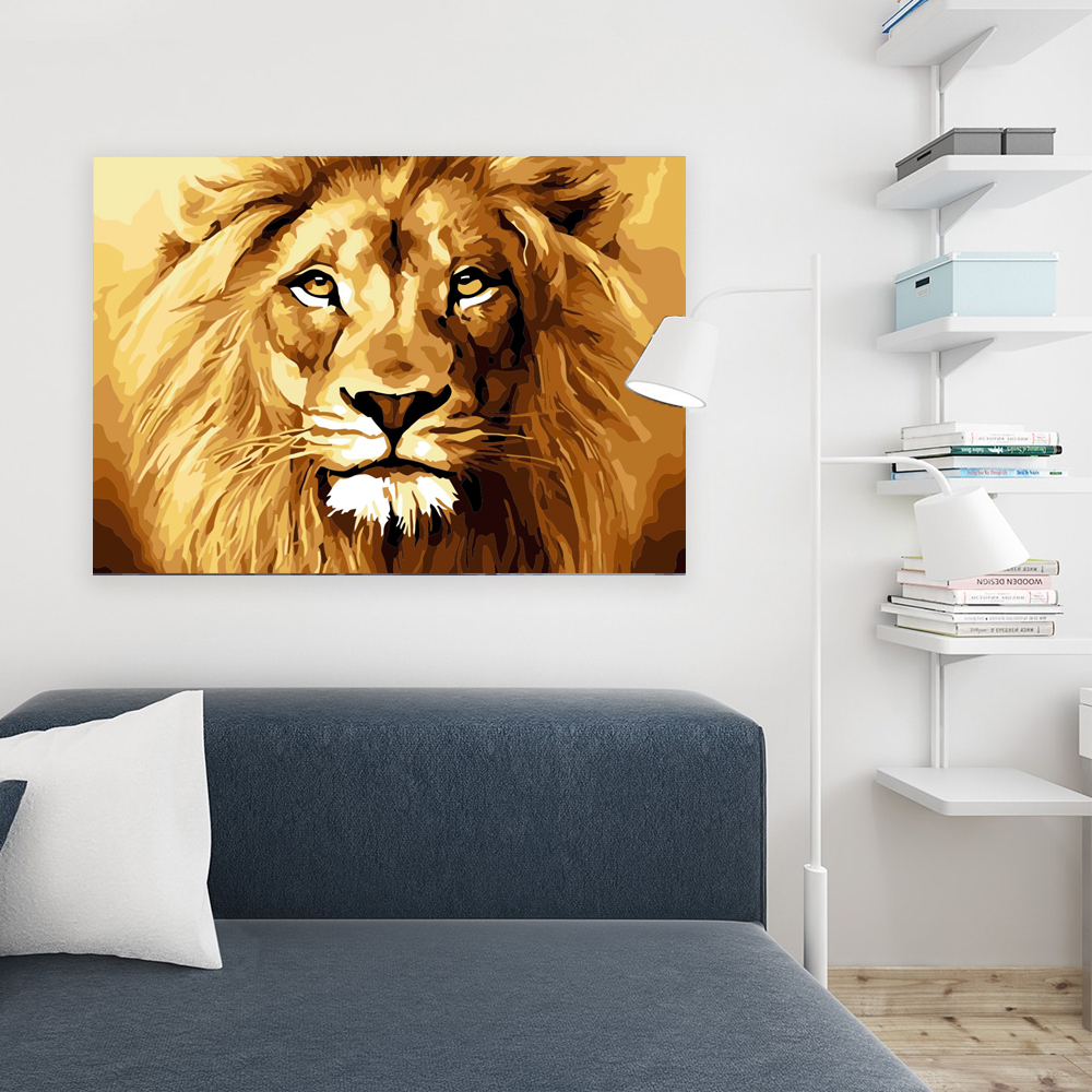 Painting by numbers lion gift diy oil painting decor