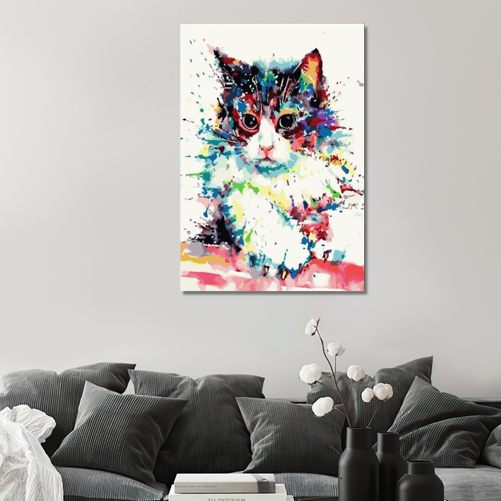 Painting by numbers home decor cute cat for relax