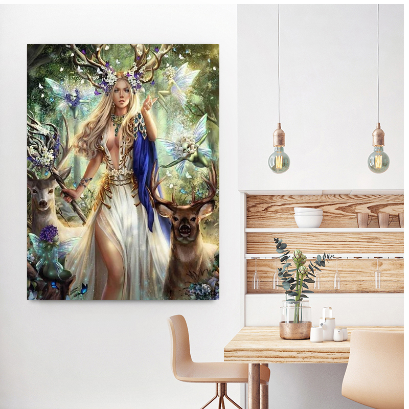 Painting by numbers Elk and the Queen of the Forest Painting Beauty painting