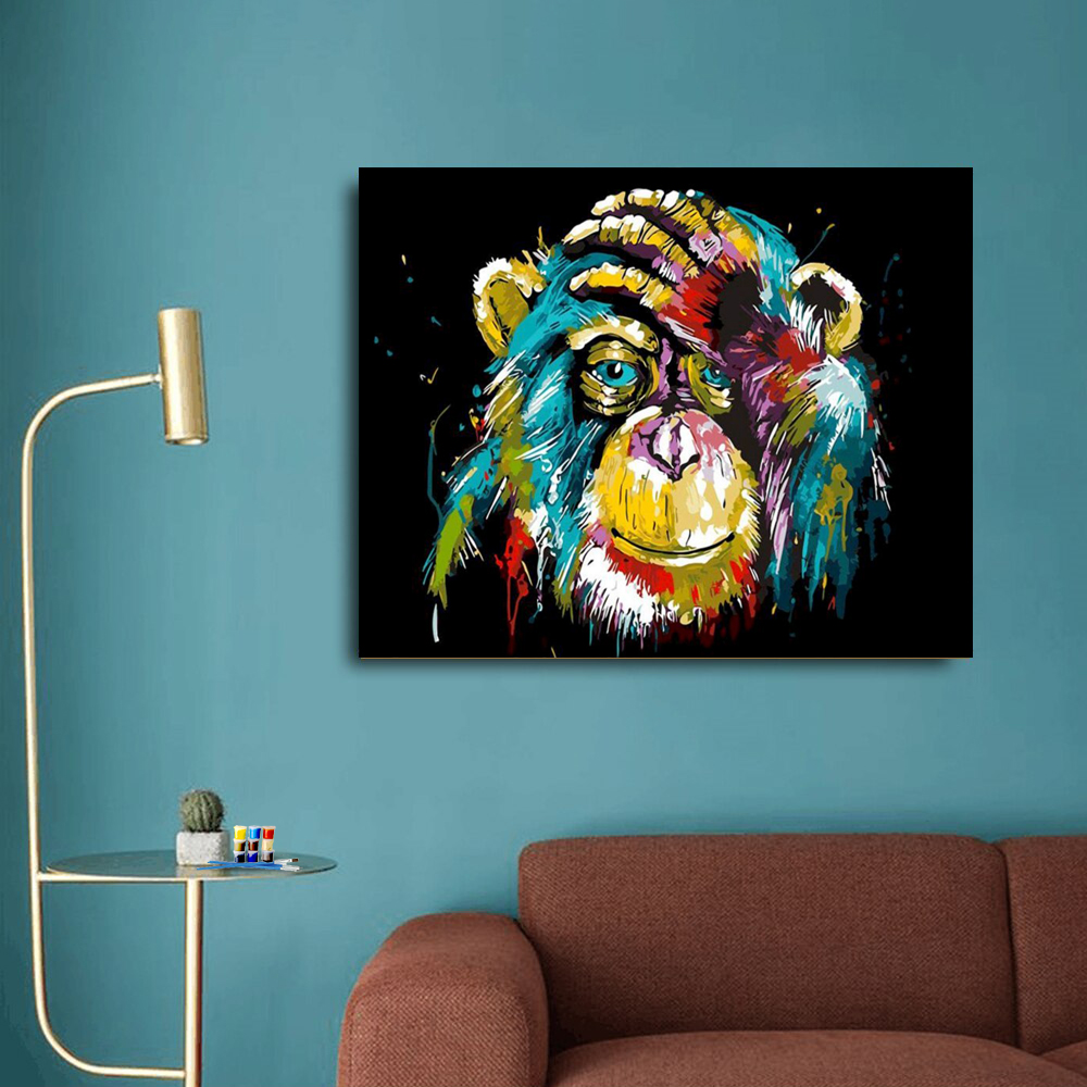 Painting by numbers troubled orangutan painting decor for saloon