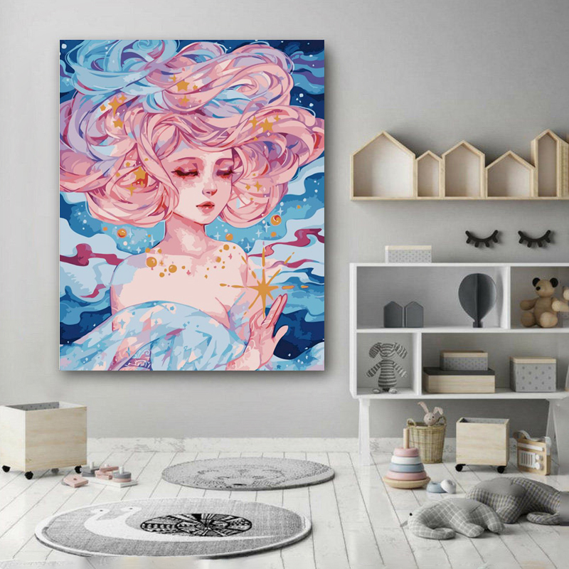 Painting by numbers dreaming girl drawing on canvas decor