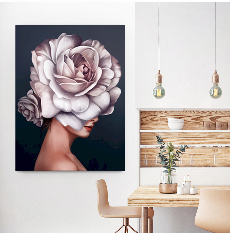  Painting by numbers Grey White Flower Girl painting home decoration painting home decoration