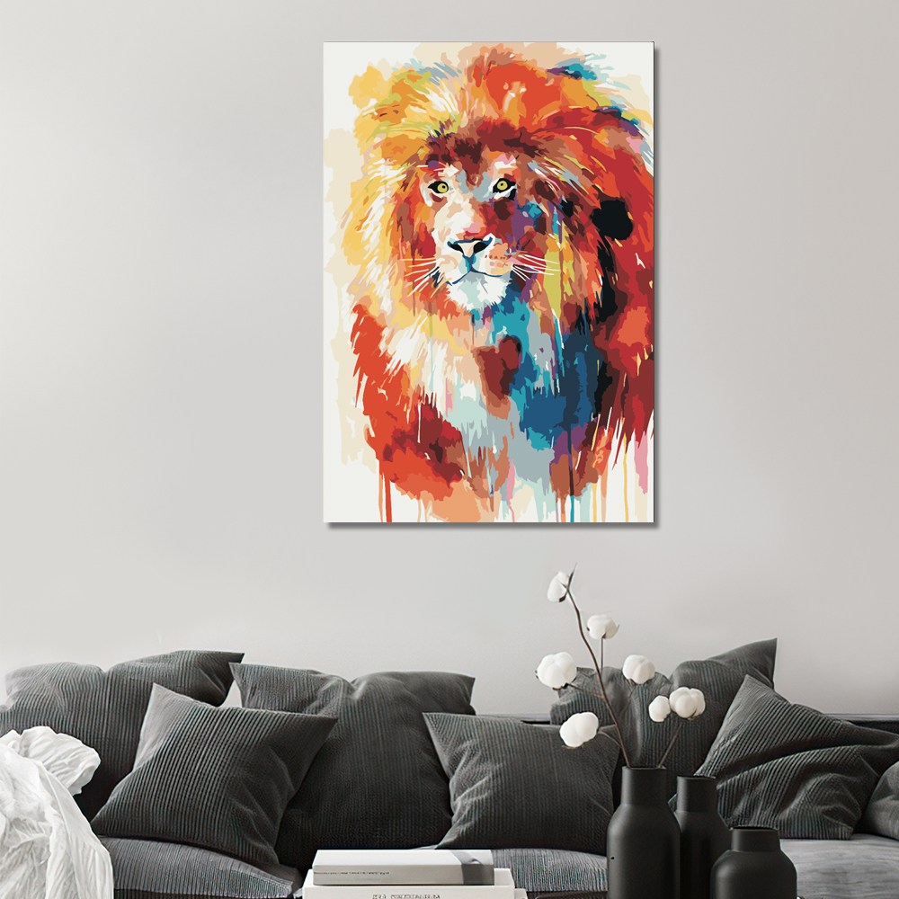 Painting by numbers color lion painting bedroom decor decompression