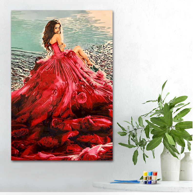 Painting by numbers diy oil painting elegant woman home decor