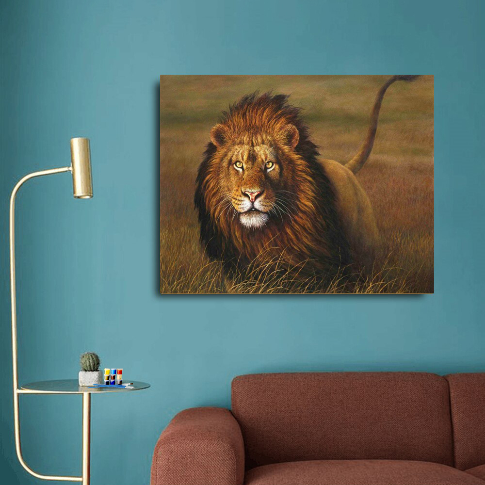 Painting by numbers lion painting for saloon Healthy pigments