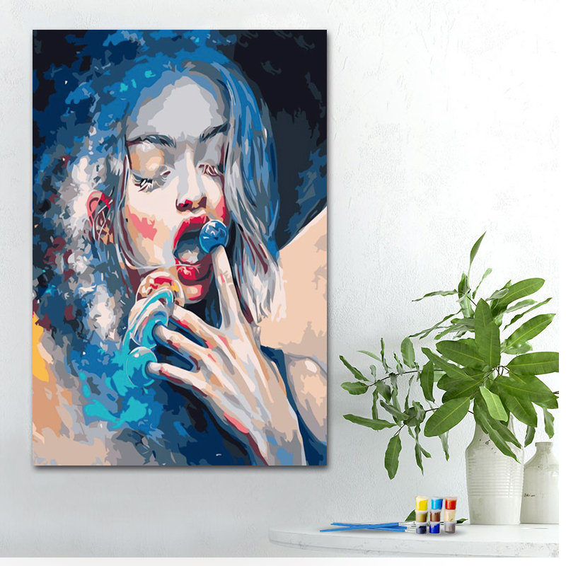 Painting by numbers colorful dreamy girl painting decor