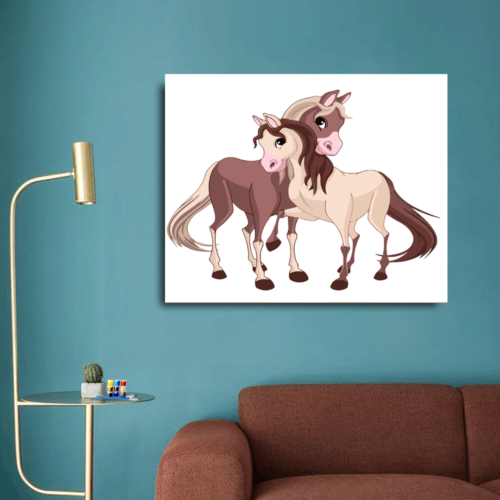 Painting by numbers horse painting drawing on canvas