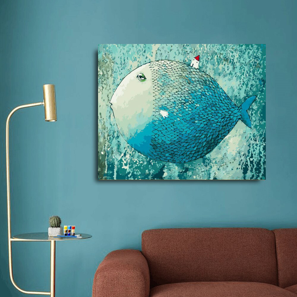 Painting by numbers fish diy painting decor