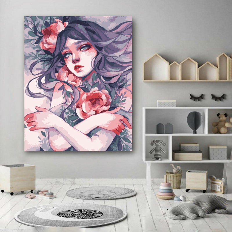 Painting by numbers magical girl living room decor