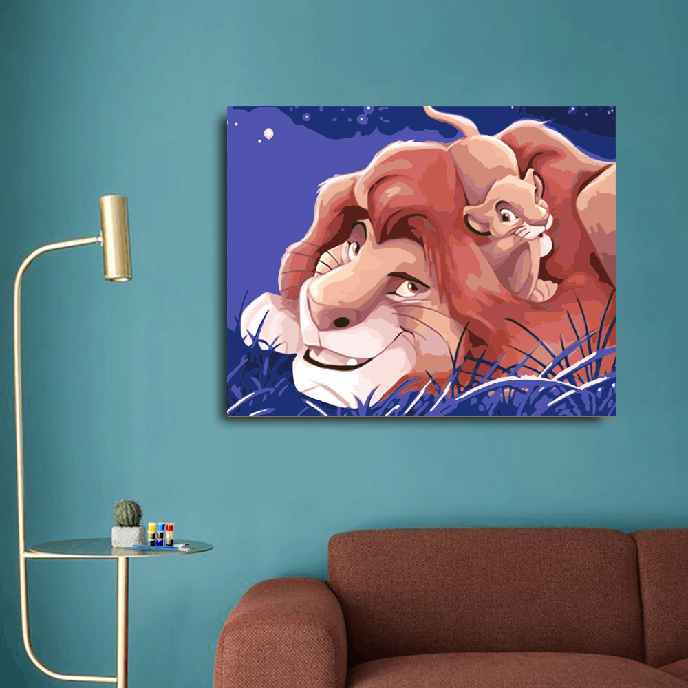 Painting by numbers friendly lion painting wonderful decor decompression