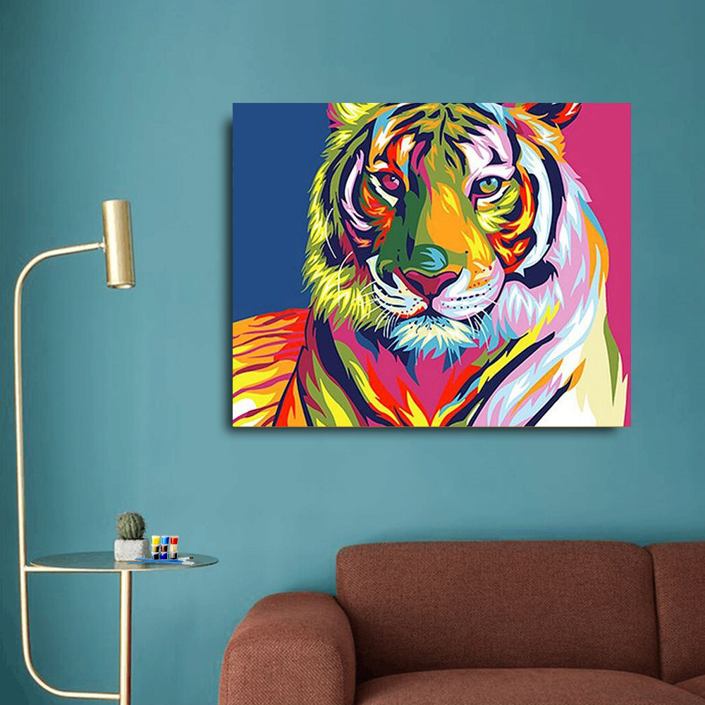 Painting by numbers tiger 24 colors drawing on canvas