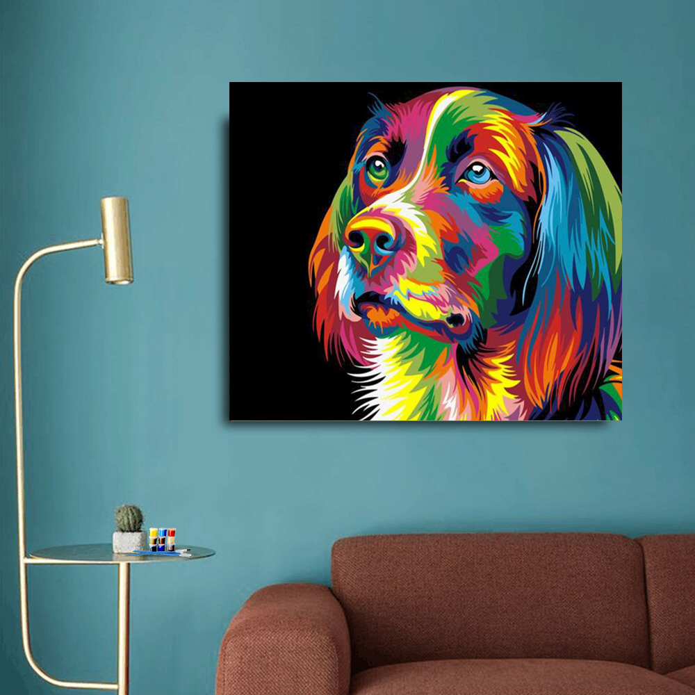 Painting by numbers dog 24 colors work for art