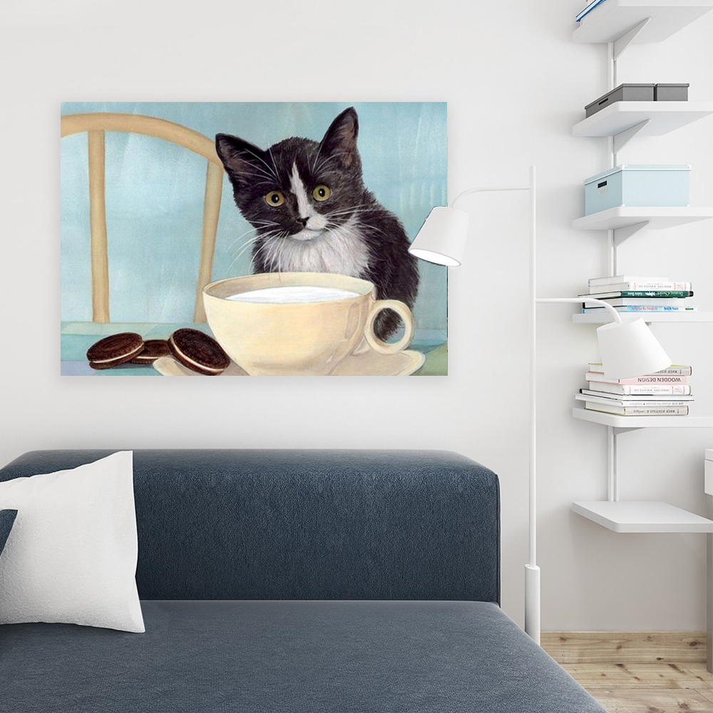 Painting by numbers cute cat living decoration