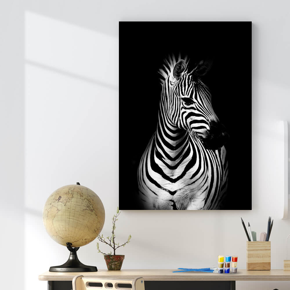 Painting by numbers zebra painting for coffee corner