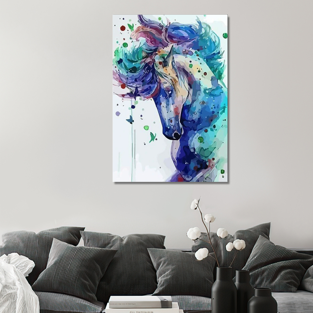 Painting by numbers blue horse painting bedroom decoration