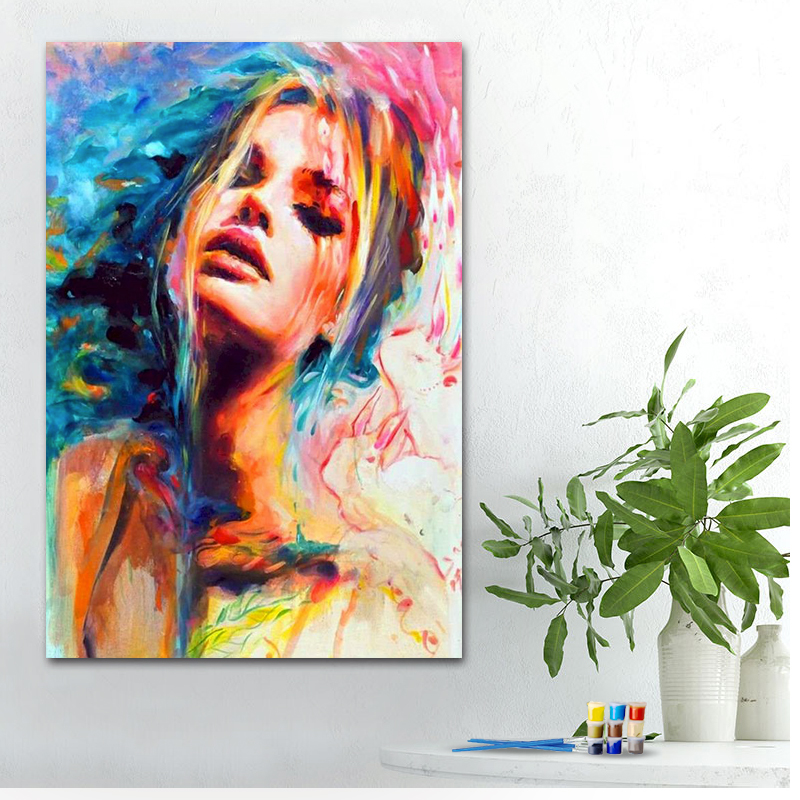 Painting by numbers colorful woman diy painting