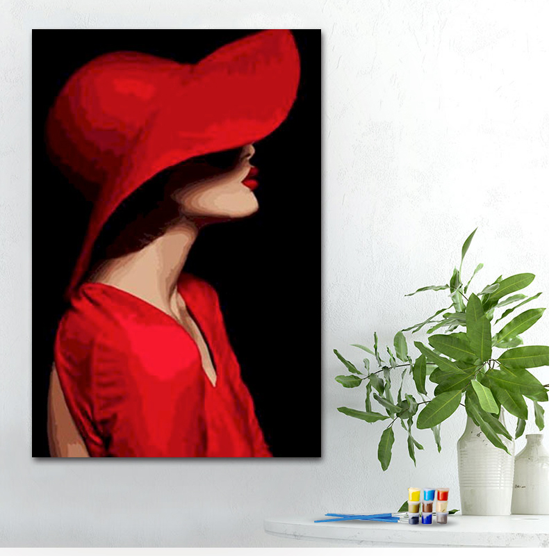 Painting by numbers charming woman painting home decoration