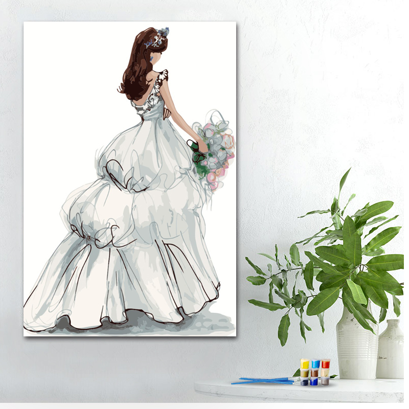 Painting by numbers wedding woman diy oil painting