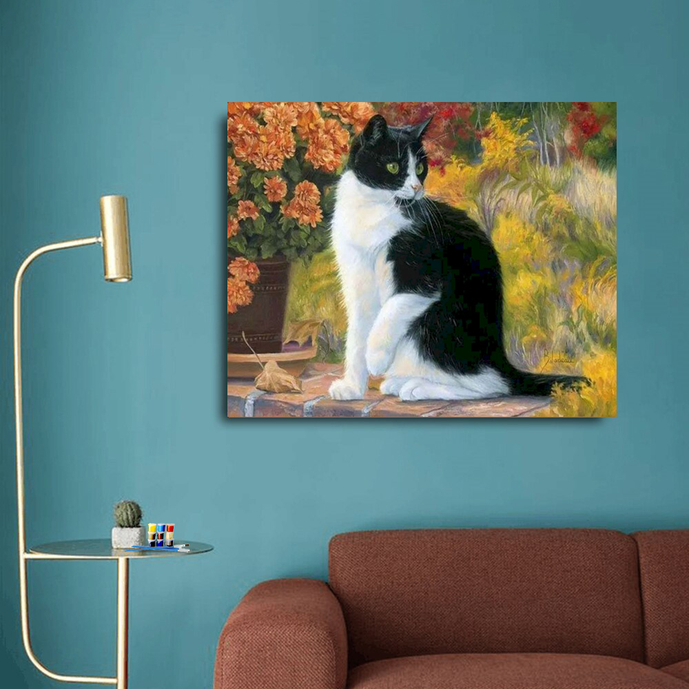 Painting by numbers relax cat painting drawing room