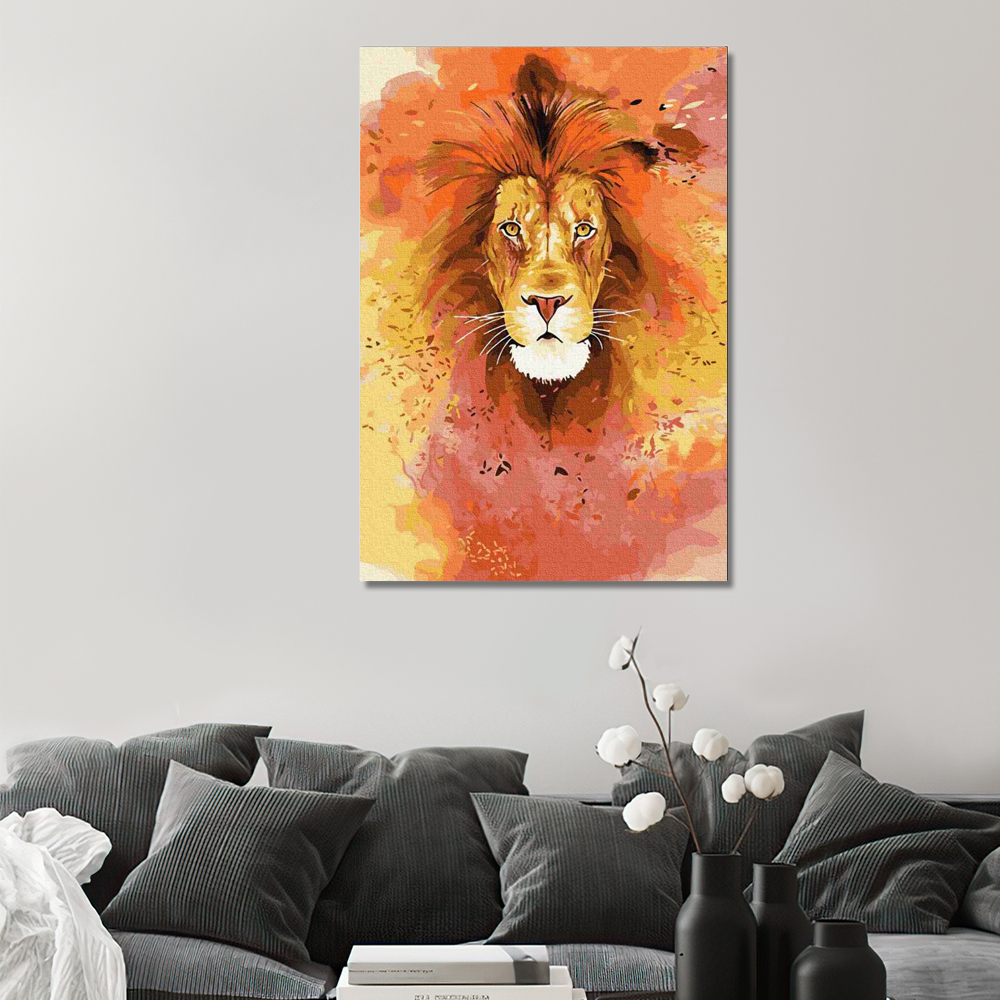 Painting by numbers lion painting home decor for relax